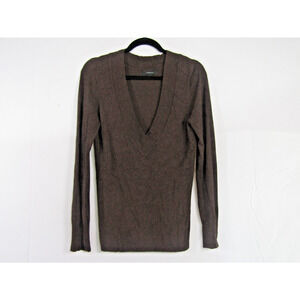 VTG Express Brown Rayon Sweater sz L Minimalist Neutral Timeless Classic Coastal